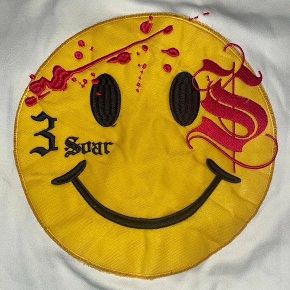 Y2K Soar 3 Grunge Bloody Smiley Face Zip Track Jacket Medium - Picture 3 of 4